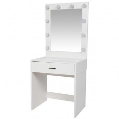 FCH Large-Mirror Single-Drawer Dressing Table With Light Cannon Warm