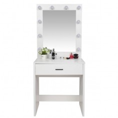 FCH Large-Mirror Single-Drawer Dressing Table With Light Cannon Warm