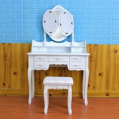 Foldable 3 Mirrors with 7 Drawers Dressing Table White